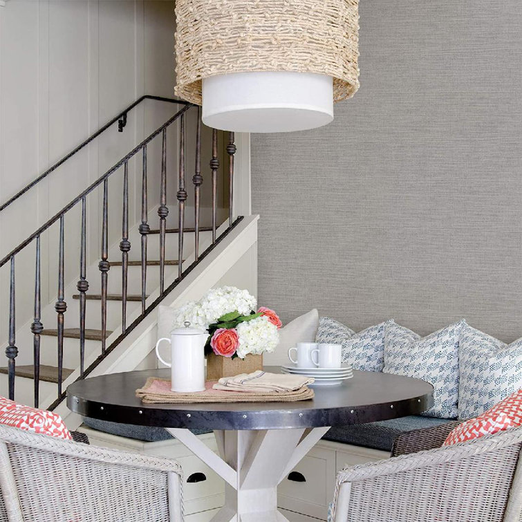 Homlpope Light Grey Linen Wallpaper Wayfair Canada